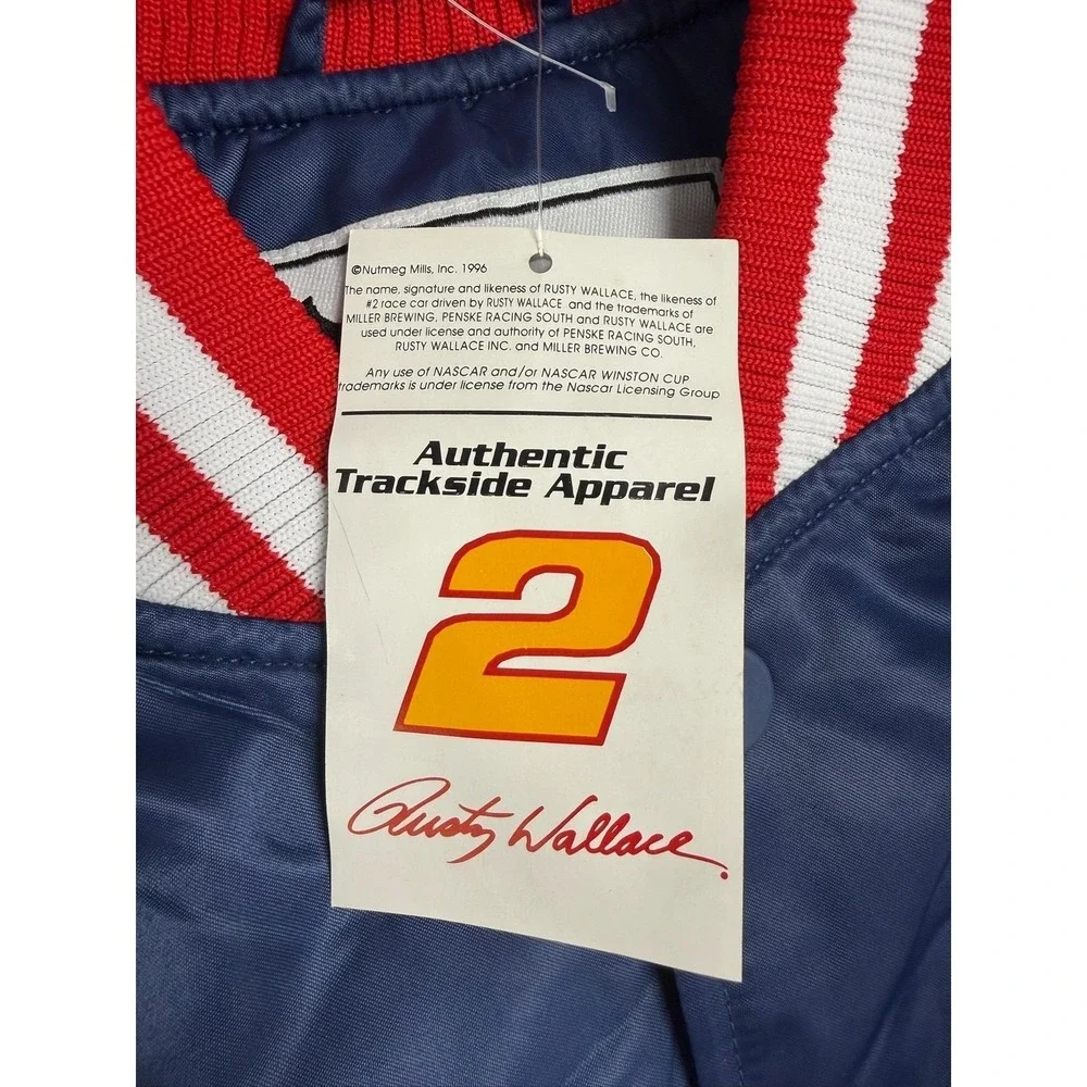 VTG Chase Authentics Rusty Wallace Miller Time NASCAR Jacket Blue Men Size‎ XXL